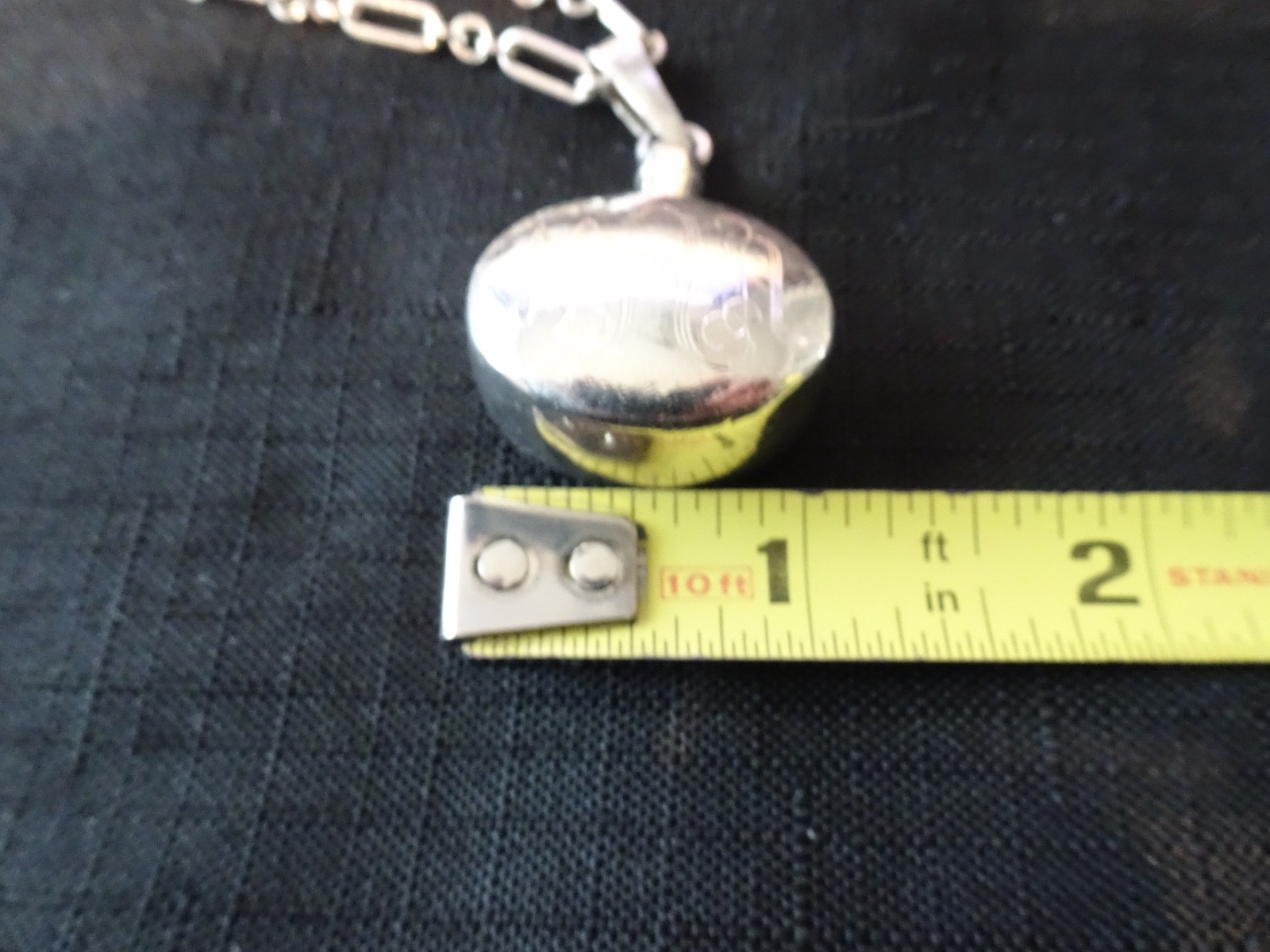 #600–VINTAGE MEXICO STERLING SILVER PERFUME PENDANT WITH INITIALS AND CHAIN-925