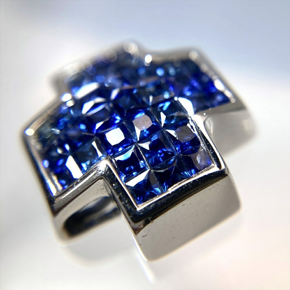 Masumi Kasahara Les Essentiels Mystery Setting Cross Pendant Sapphire K18WG