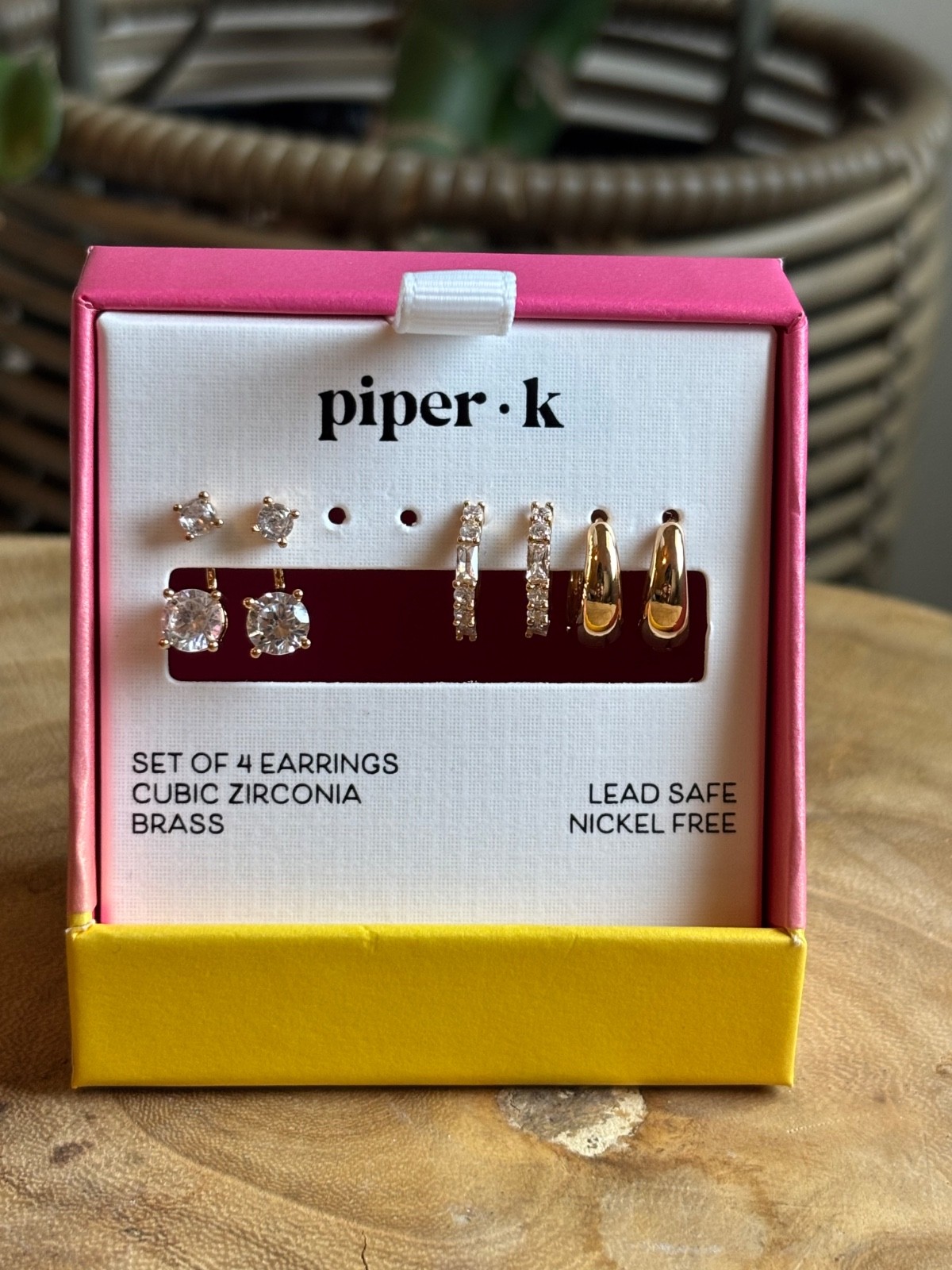 Earrings **Set Of 3** Cubic Zirconia & Brass Lead Safe Nickel Free