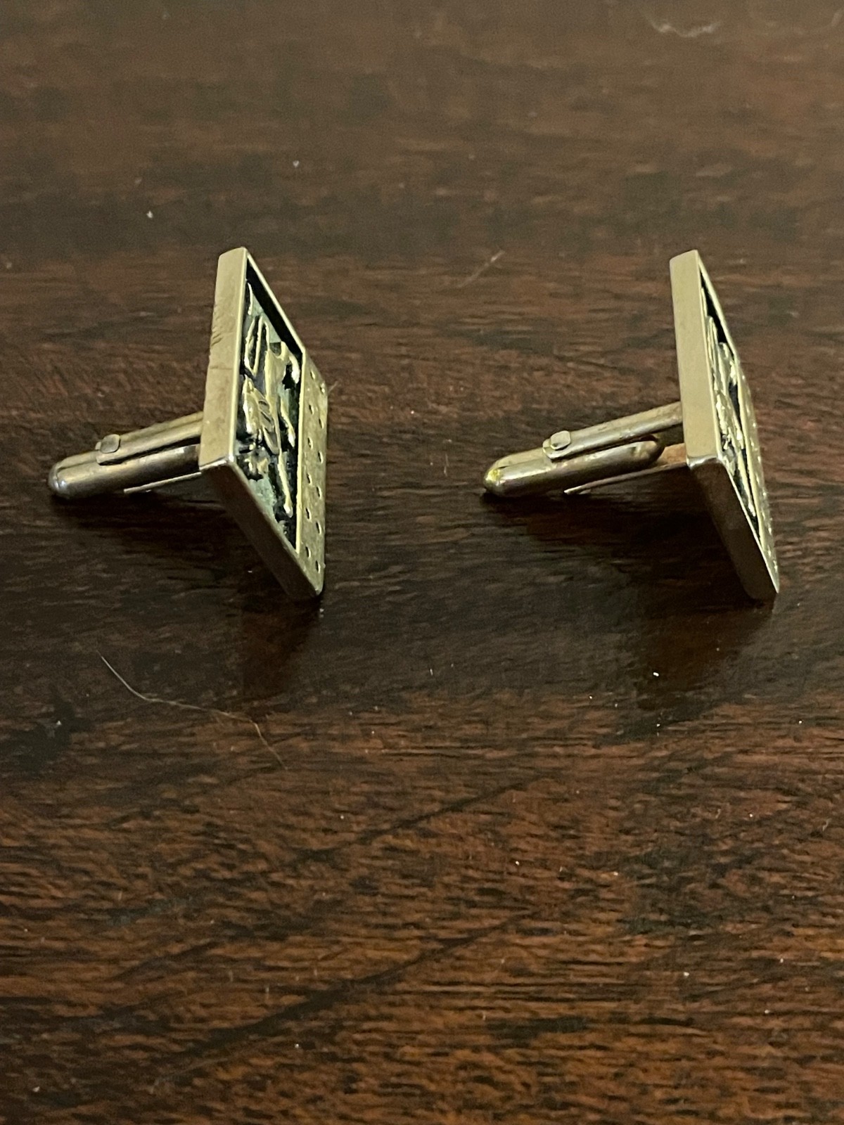 Pair of Passant Lion Coat of Arms Vintage Cuff Links