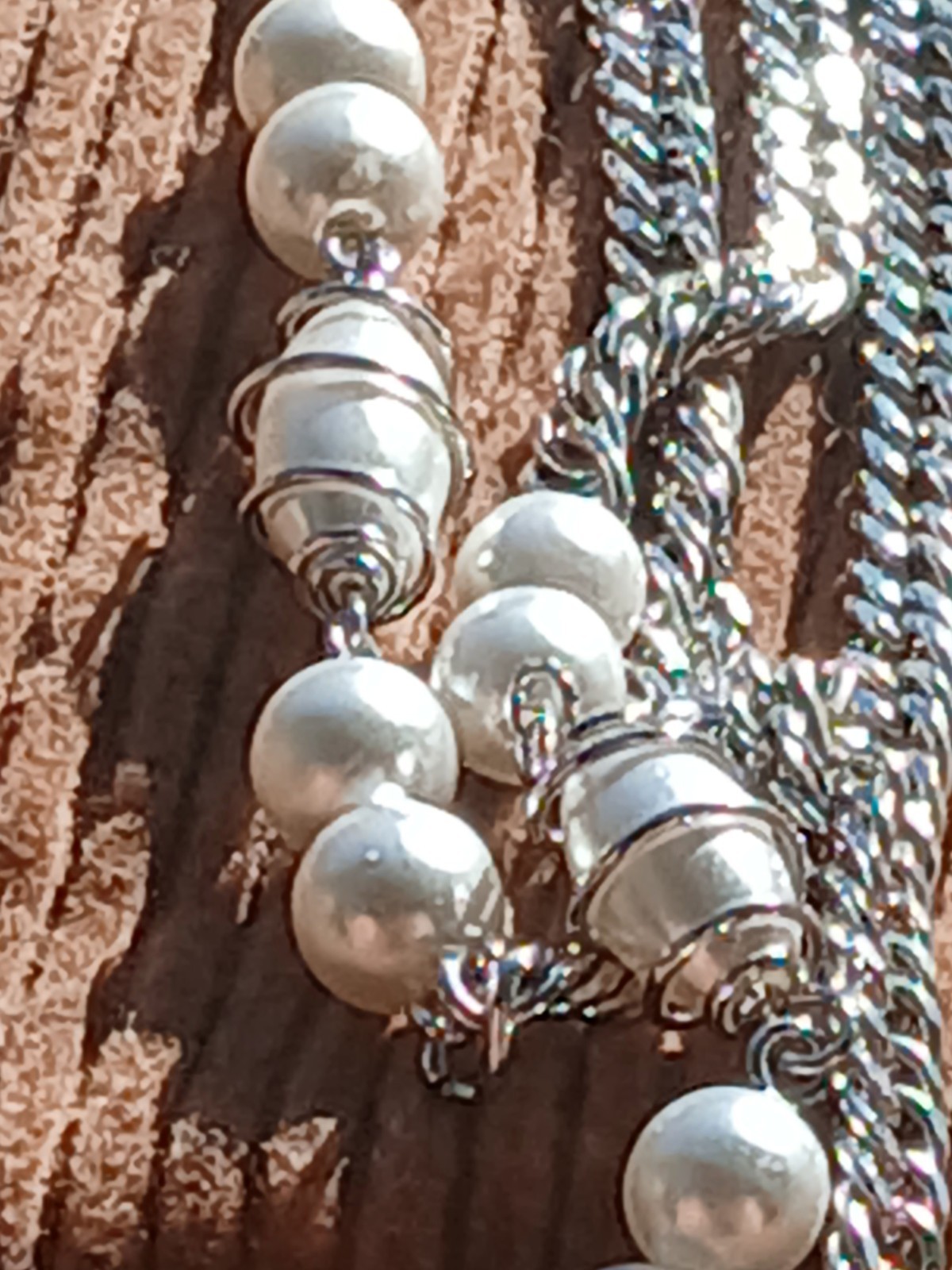 Vintage High Quality Chain Faux Pearl Necklace 24″ Nice