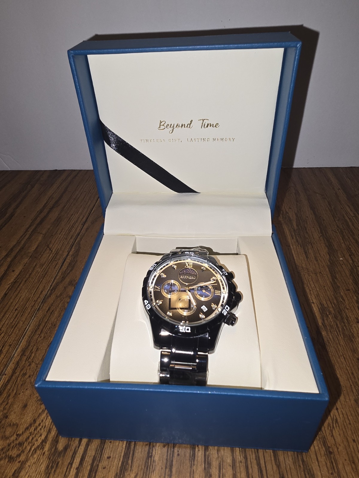 Men’s Watch Chronograph 41mm Moonphase Stainless Steel Waterproof Wristwatches
