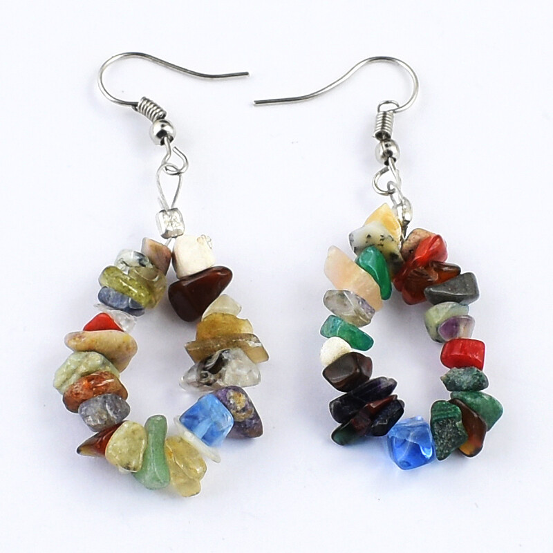Handmade 40 Cts Earth Mined Mix Gem Beads Womens Earrings Jewelry JK 37E319