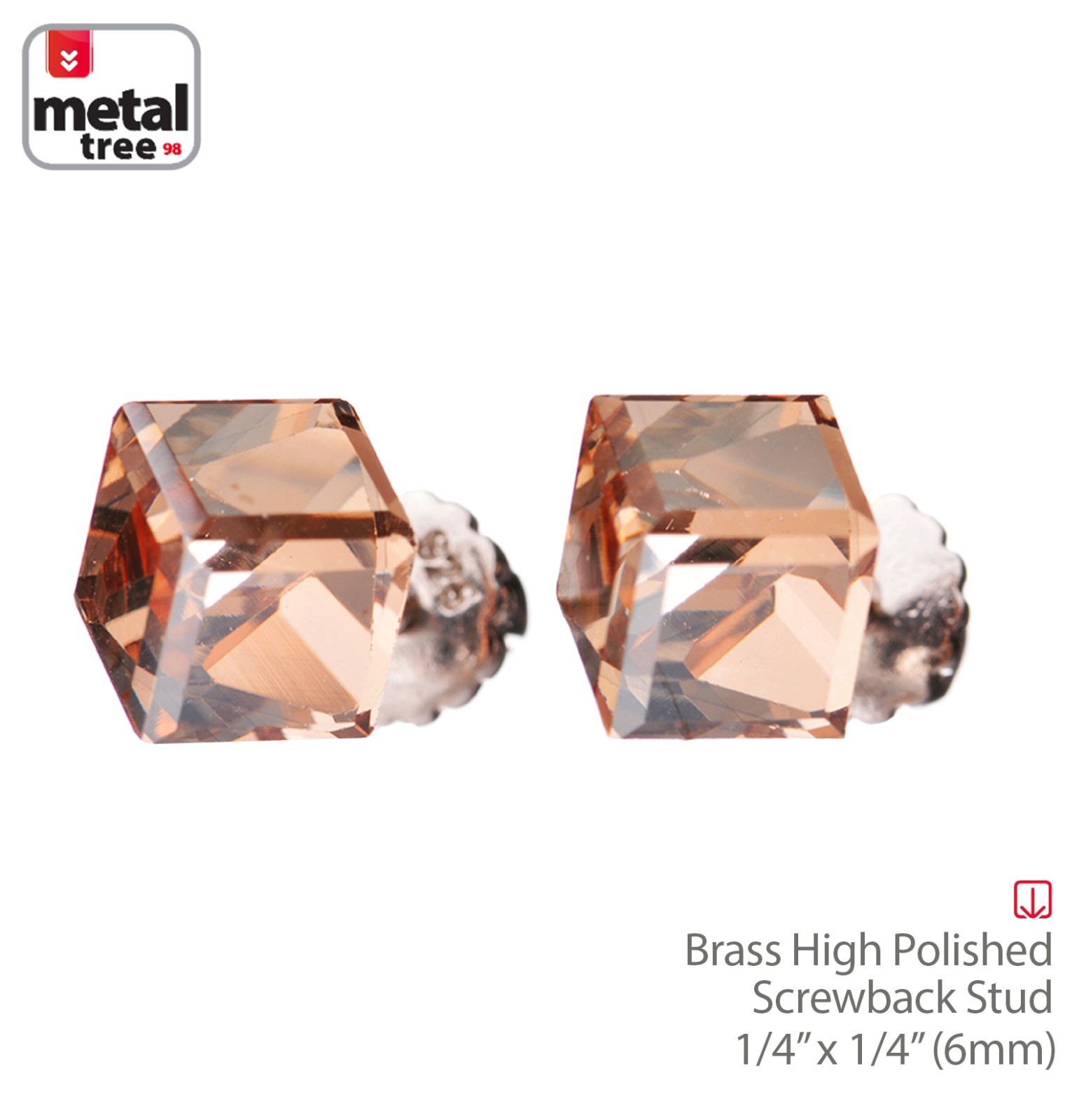 Men’s Women’s 925 Sterling Silver Crystal 3D Cube Stub Screw Back Earrings BROWN