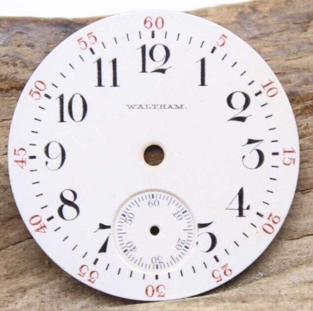 WALTHAM WATCH DIAL WITH BREGUET NUMERALS & 5 MIN. INCREMENT #’s 27.8mm WIDE(PH2)