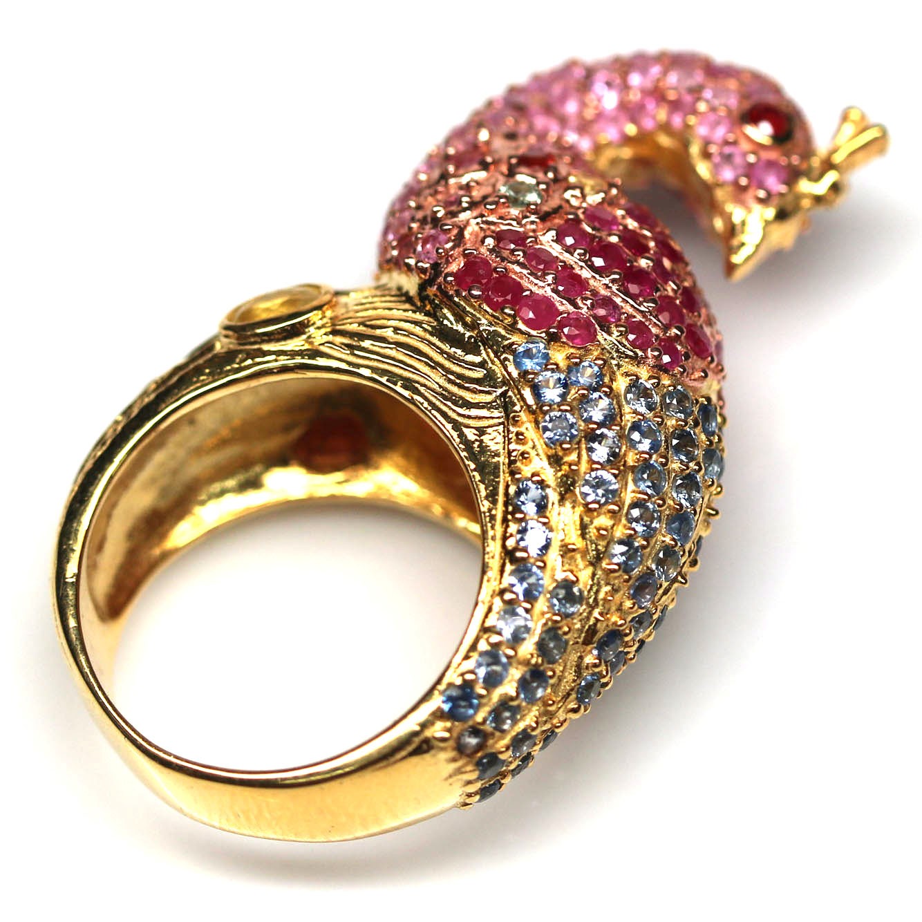 Natural Blue Pink Sapphire Ruby Ring Size 8 925 Sterling Silver Handmade