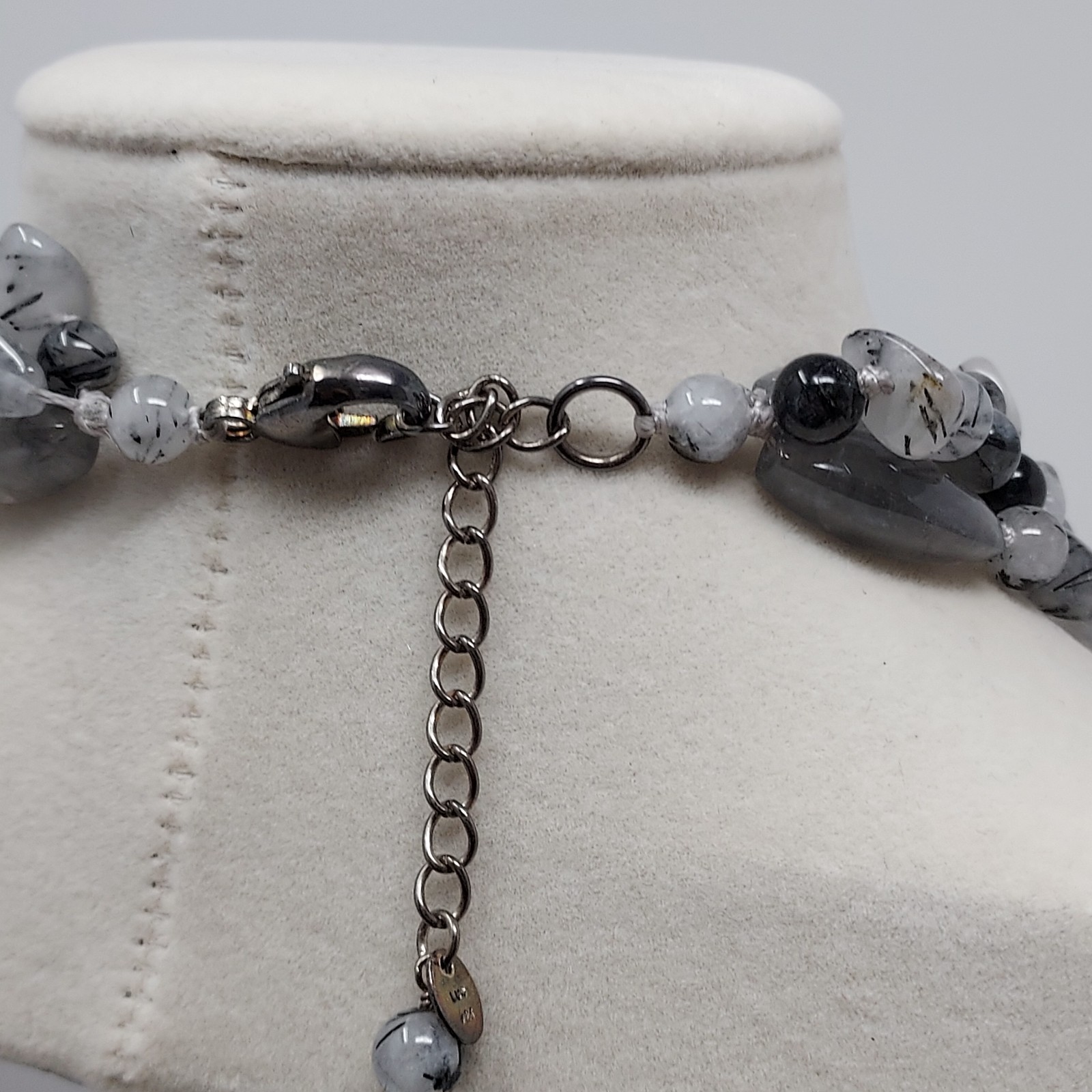 Tourmalinated Quartz Gemstone Three Strand Necklace Hand Knotted 22″ to 24″