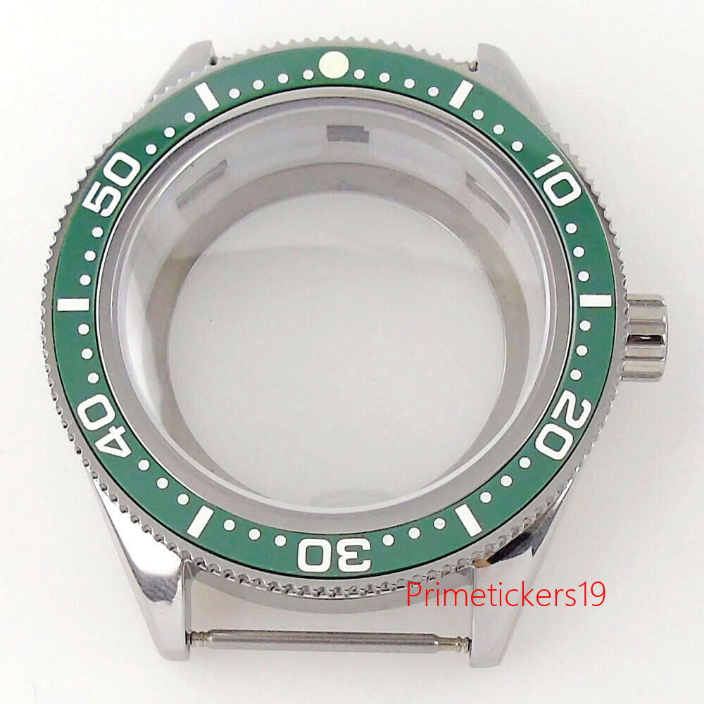 42mm Watch Case Sapphire Glass Fit NH35 ETA2824 PT5000 Glass Back Ceramic Bezel