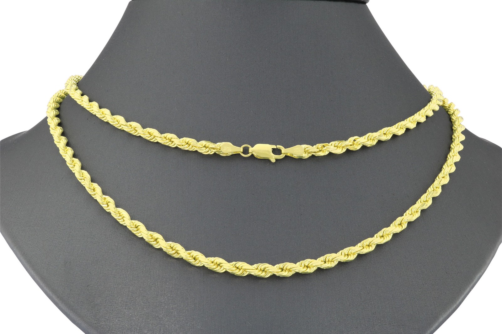 10k Yellow Solid Gold 4mm Mens Diamond Cut Rope Chain Necklace Italian Made 20″