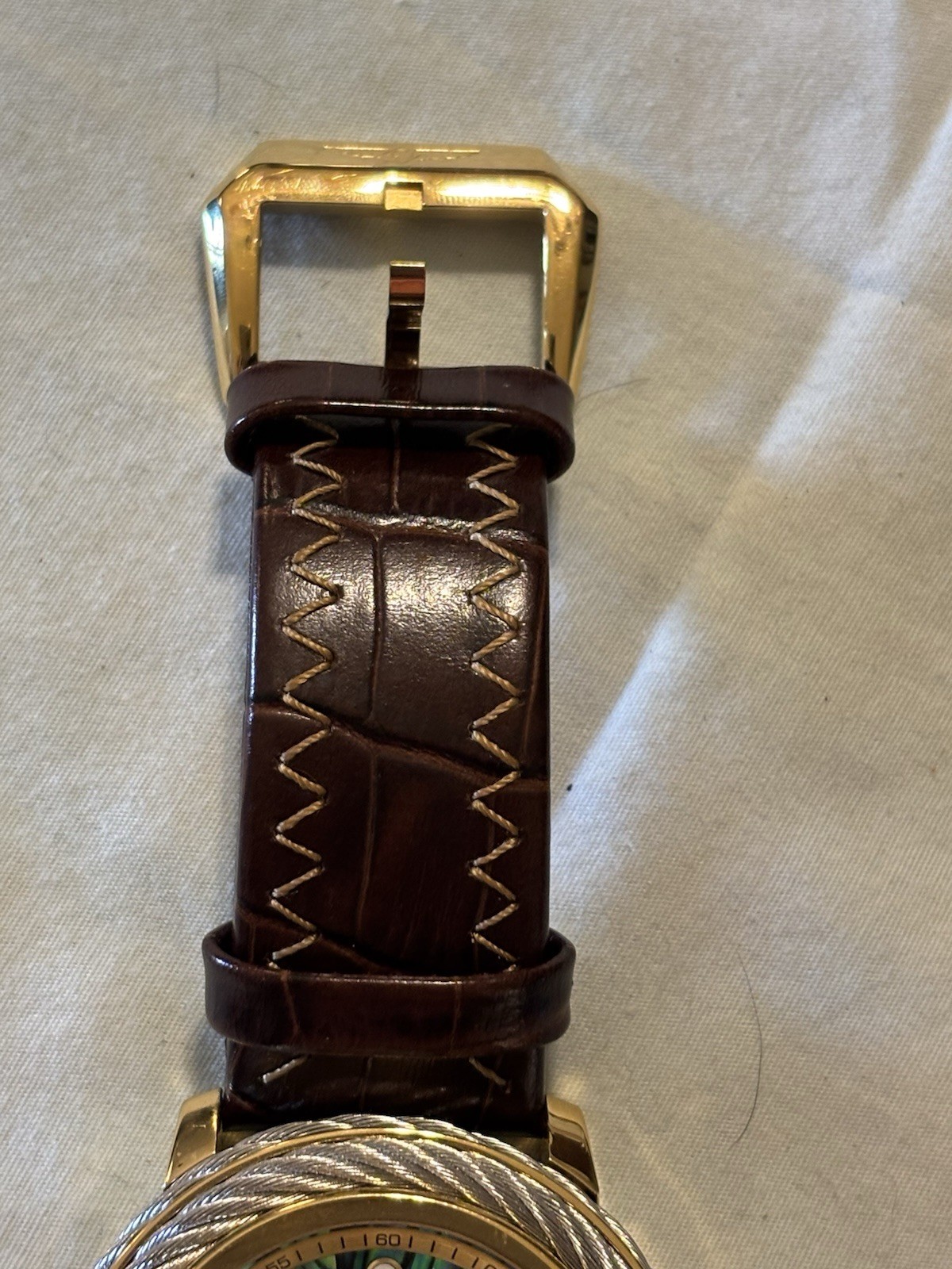 Invicta Bolt Men’s Automatic Watch Gold Tone Abalone Brown Leather model 24432