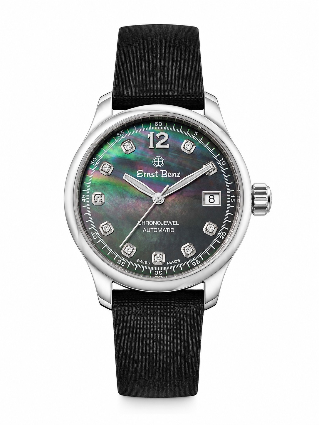 Ernst Benz ChronoJewel Automatic Black MOP Abalone Diamond Dial Watch
