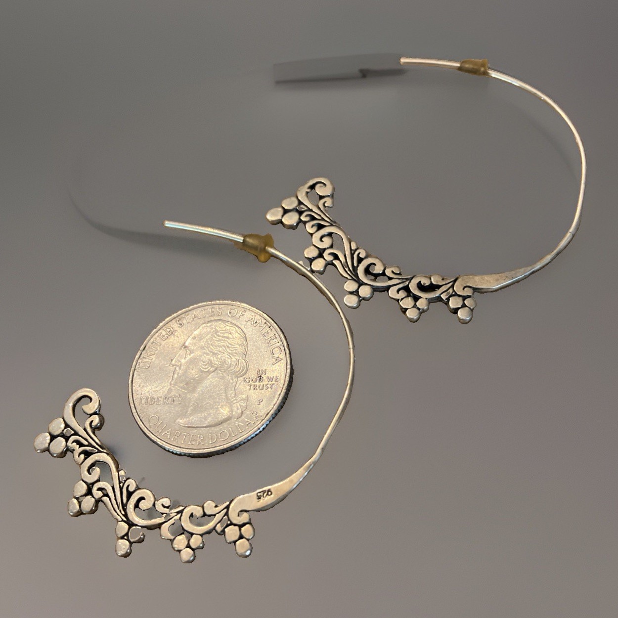 Elegant Floral Sterling Silver Threader Earrings 925