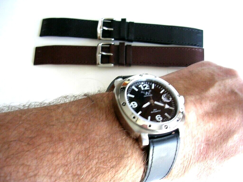 Open End Shell Leather for Vintage Wire Lug Military watch band strap IW SUISSE