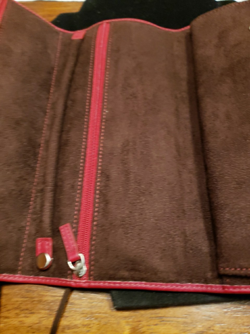 Beautiful Red Leather JMR Jewelry Roll Travel Case Jewelry Organizer for Women!