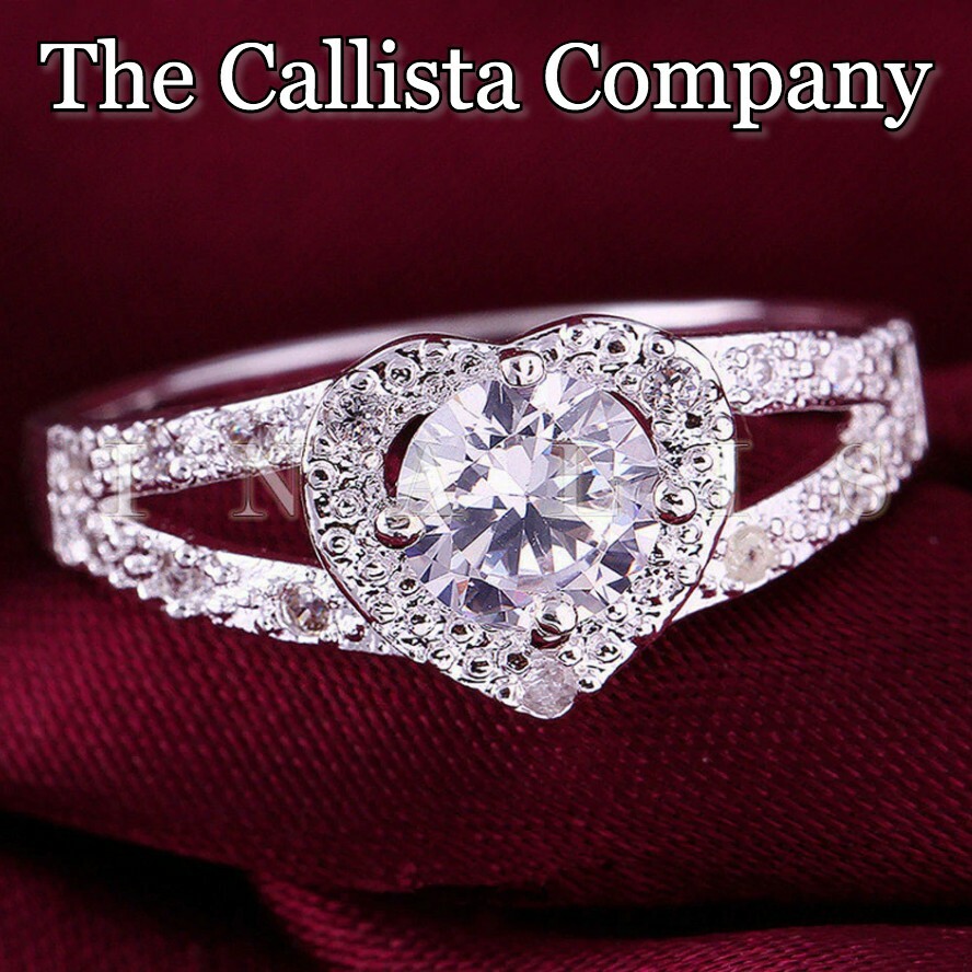 THE CALLISTA CO. LAB-CREATED D0.84CT RD CUT CLEAR 3A+ CZ S925 SILVER RG SZ 6-9 ✓