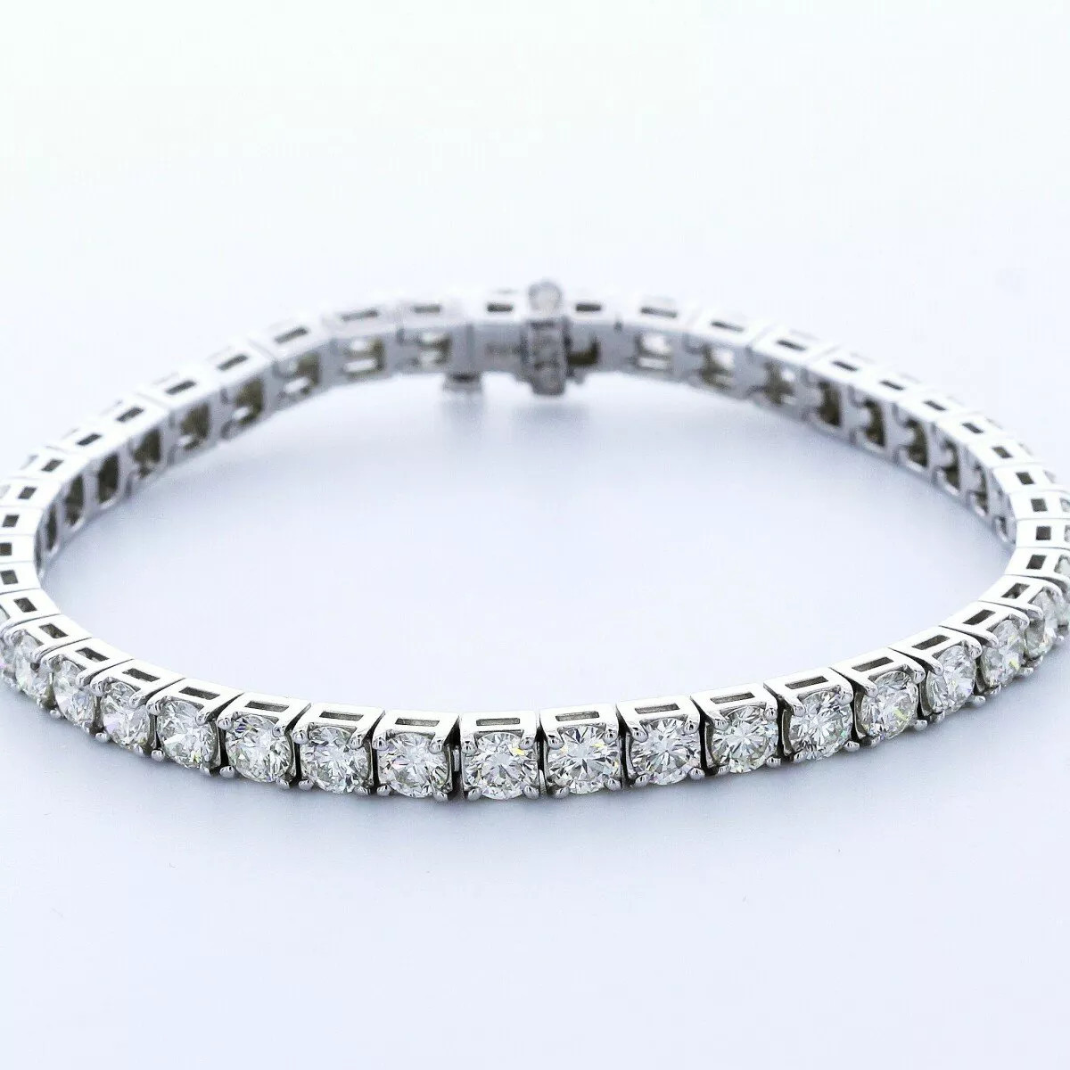 Tennis Bracelet Solid 14K Gold Classic 8.50 Carat Round Lab-Grown Diamond D VVS1