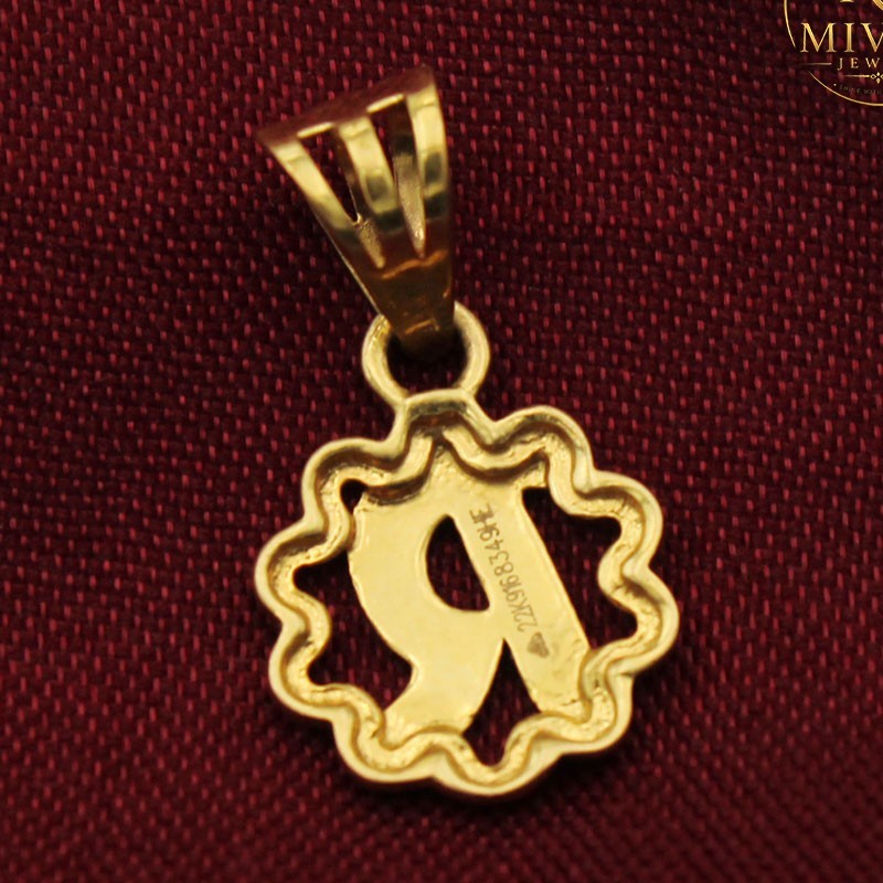 22K Solid Gold Letter R Initial Pendant Alphabet Charm 2.1cm x 1.1cm 1.31g