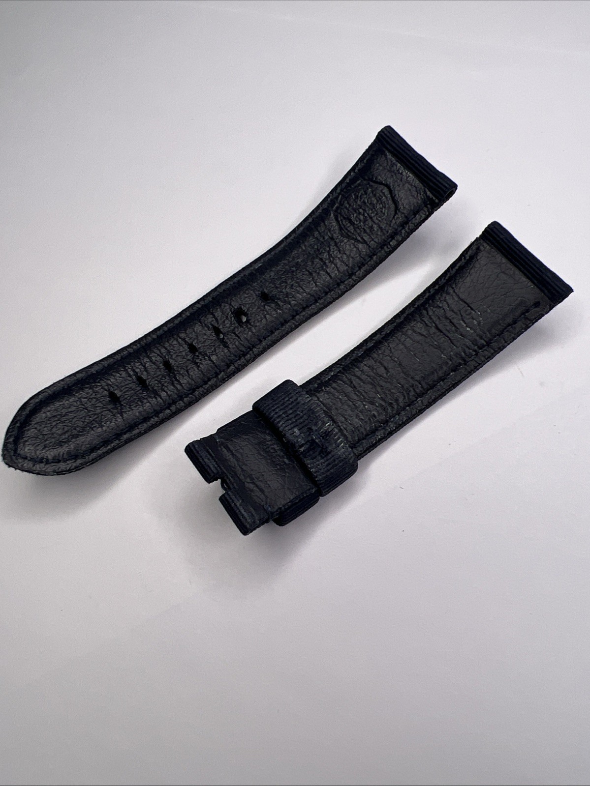 Panerai Blue Fabric & Leather 24mm Strap Band For Use w/ 22mm Tang Clasp – 8.5″