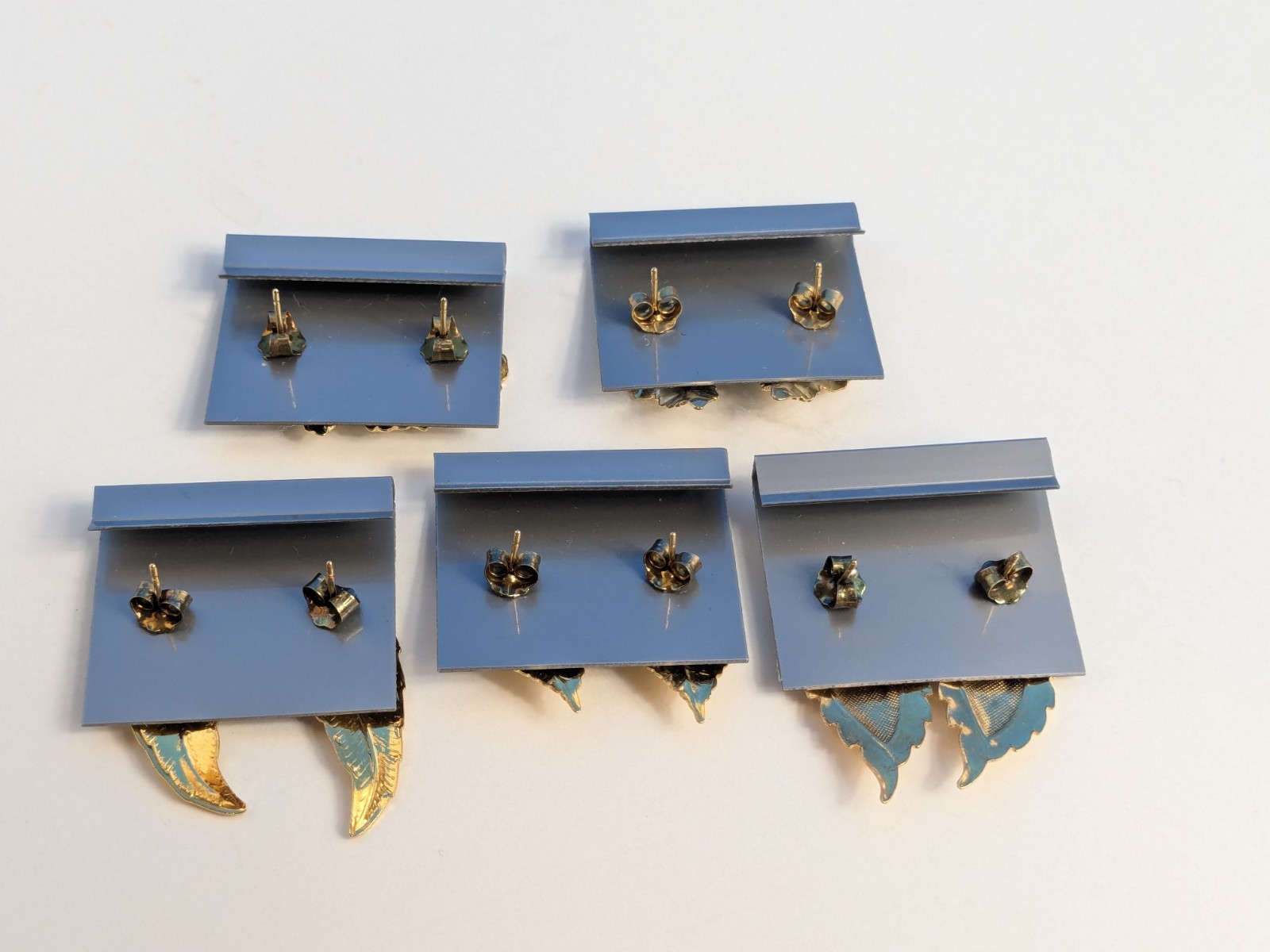 Leaf Leaves Tree Plant Vintage 80s Earrings 5 pair Lot