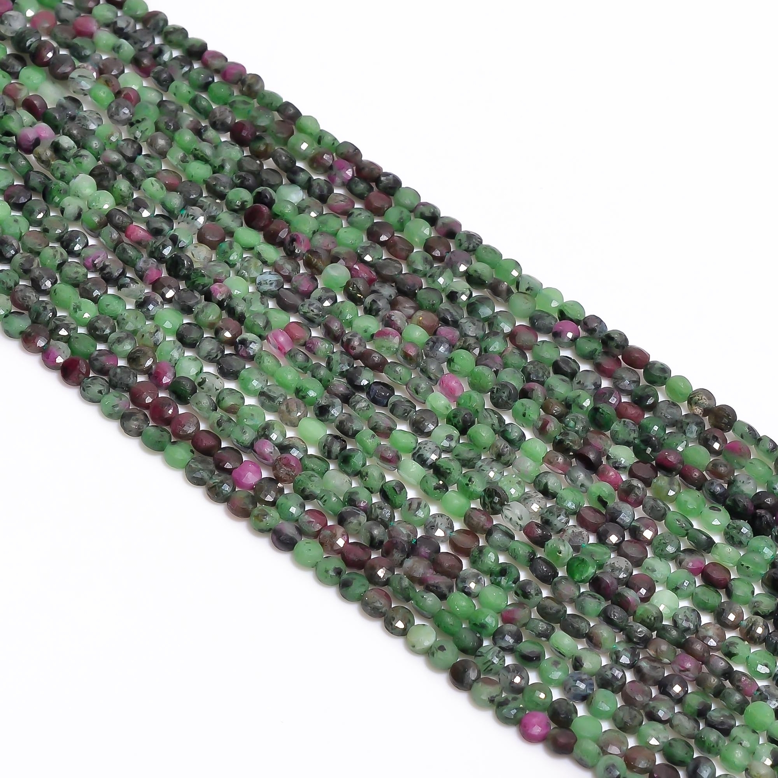 Natural Ruby Zoisite Gemstone Coin Shape Faceted Beads 4X4 mm Strand 13″ EB-170
