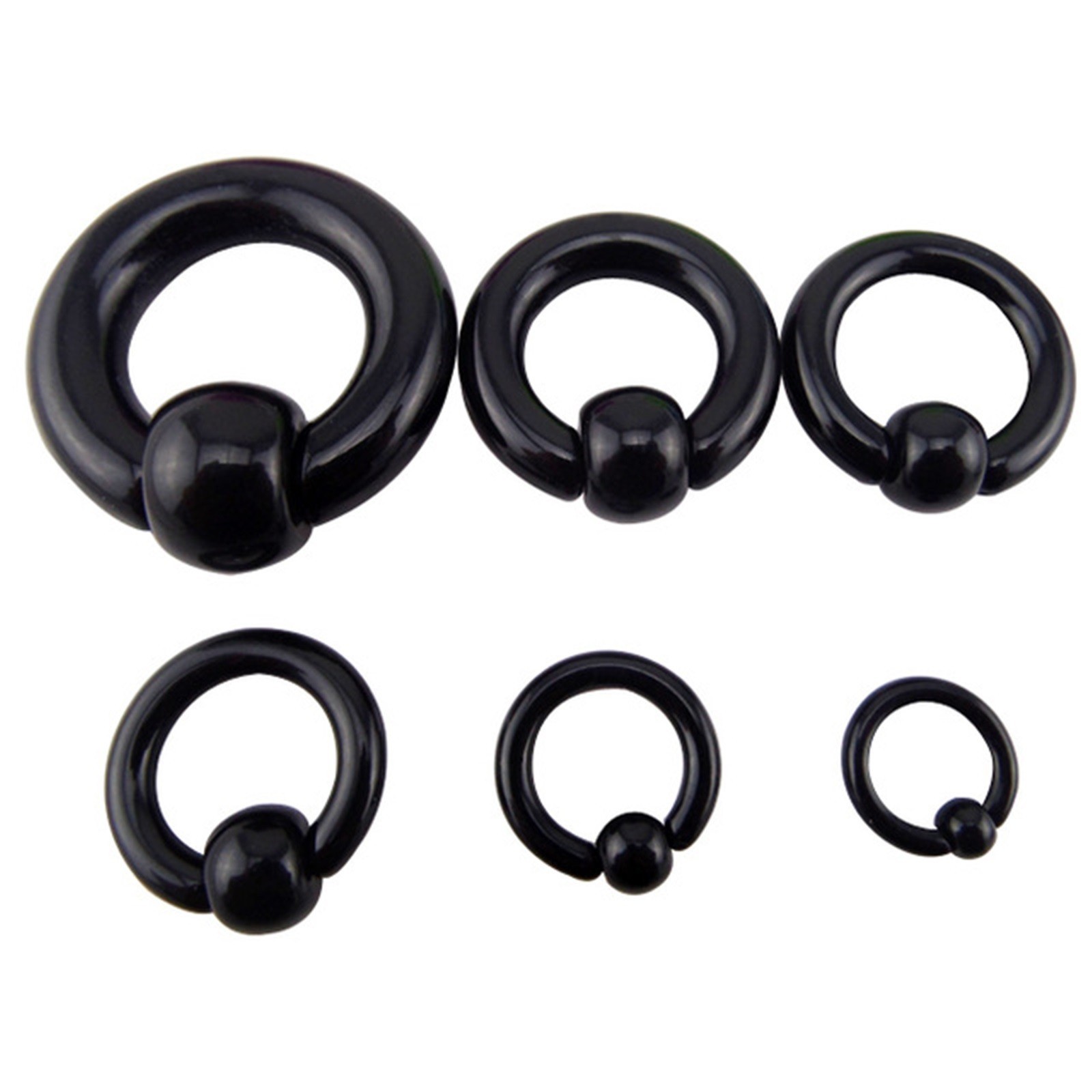 Captive Nipple Ring Heavy 8 Gauge 1/2″ Acrylic Black 8mm Ball Body *