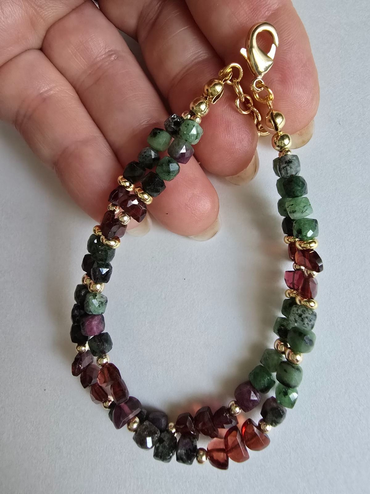 Ruby Zoisite Garnet Beaded Bracelet Natural Gemstone Handmade Jewelry Gift