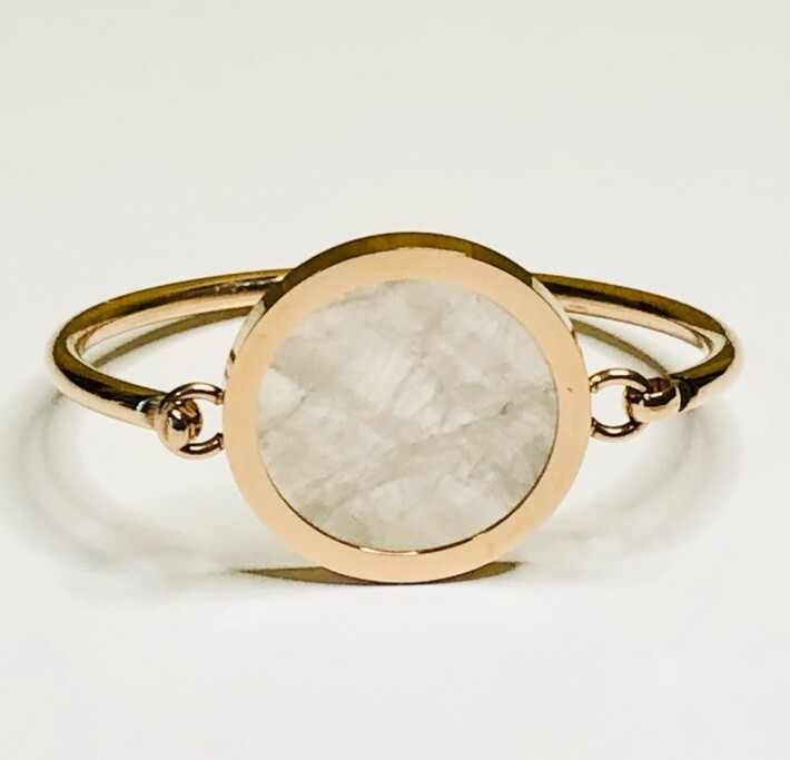 18k Gold Plated Sterling Silver Pink Resin Cuff Bracelet