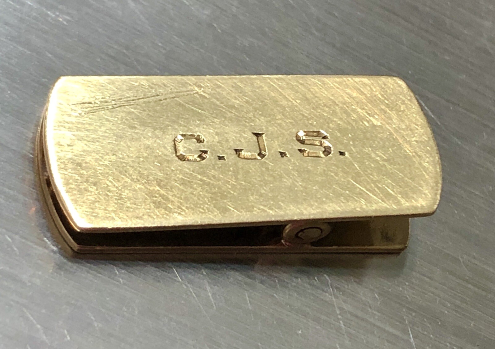 14k Yellow Gold Tie Or Scarf Clip Initial Monogram CJS Or GJS 7.71g