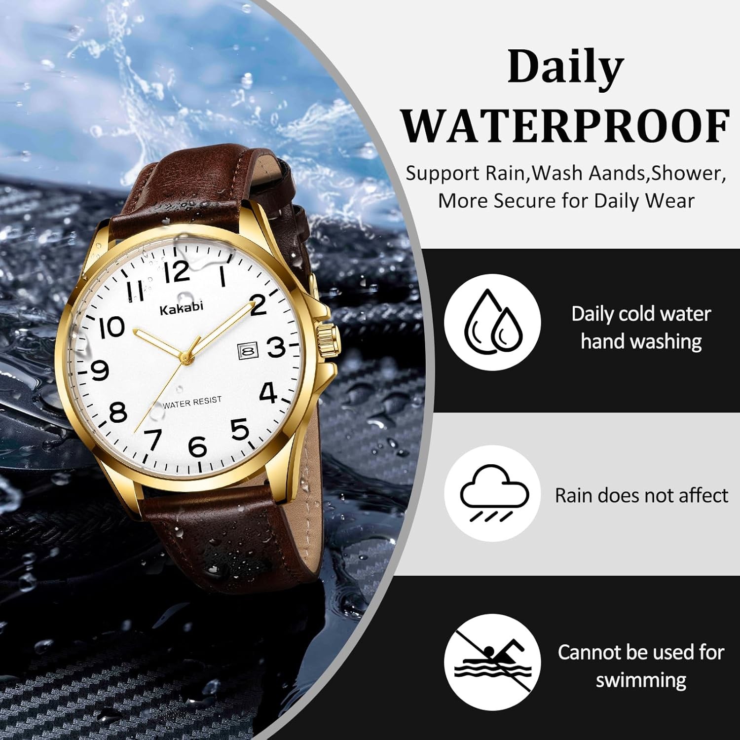 Watch for Men, Fashion Minimalist Wrist Watch Waterproof Quartz Analog Date with