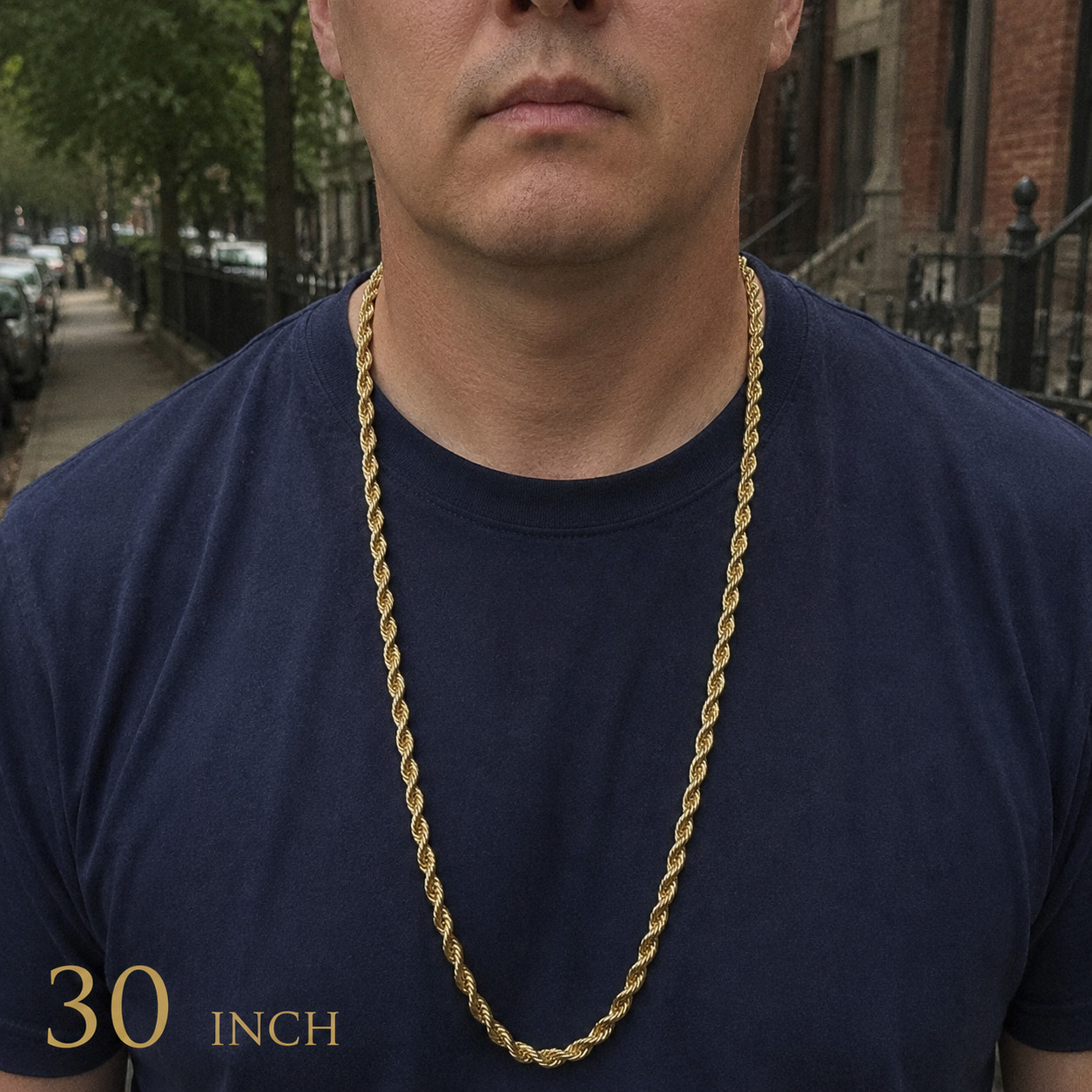 14K Gold Plated Rope Chain Necklace 18-30” 2mm-10mm Unisex Chain
