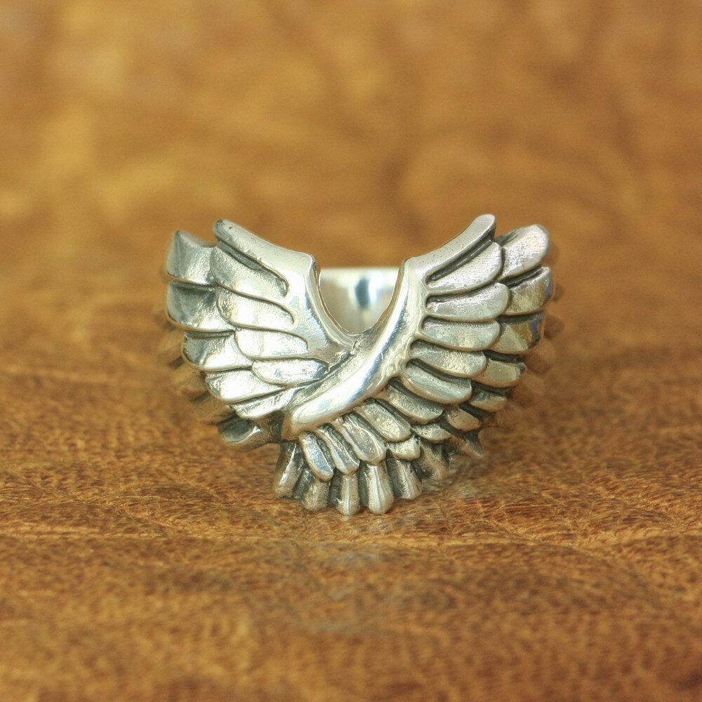 Angel Wing 925 Sterling Silver Ring Biker Rock Punk Jewellery TA164B UK N½~Z4 LZ