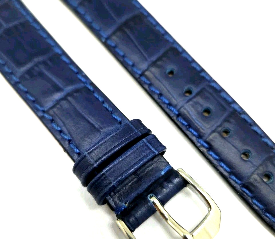 Watch strap watch strap 19/16 mm blue genuine leather croc embossing/82