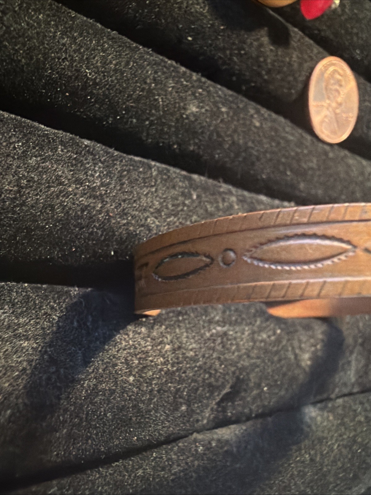 Navajo Fred Harvey Engraved Solid Copper Cuff bracelet Size 6 1/2