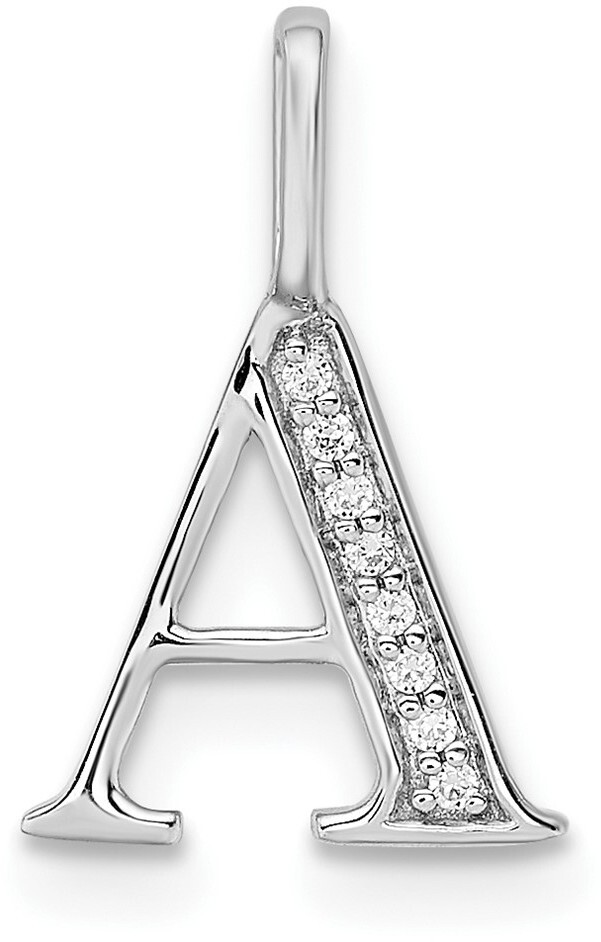 14K White Gold Diamond Letter A Initial Pendant PM8365A-002-WA