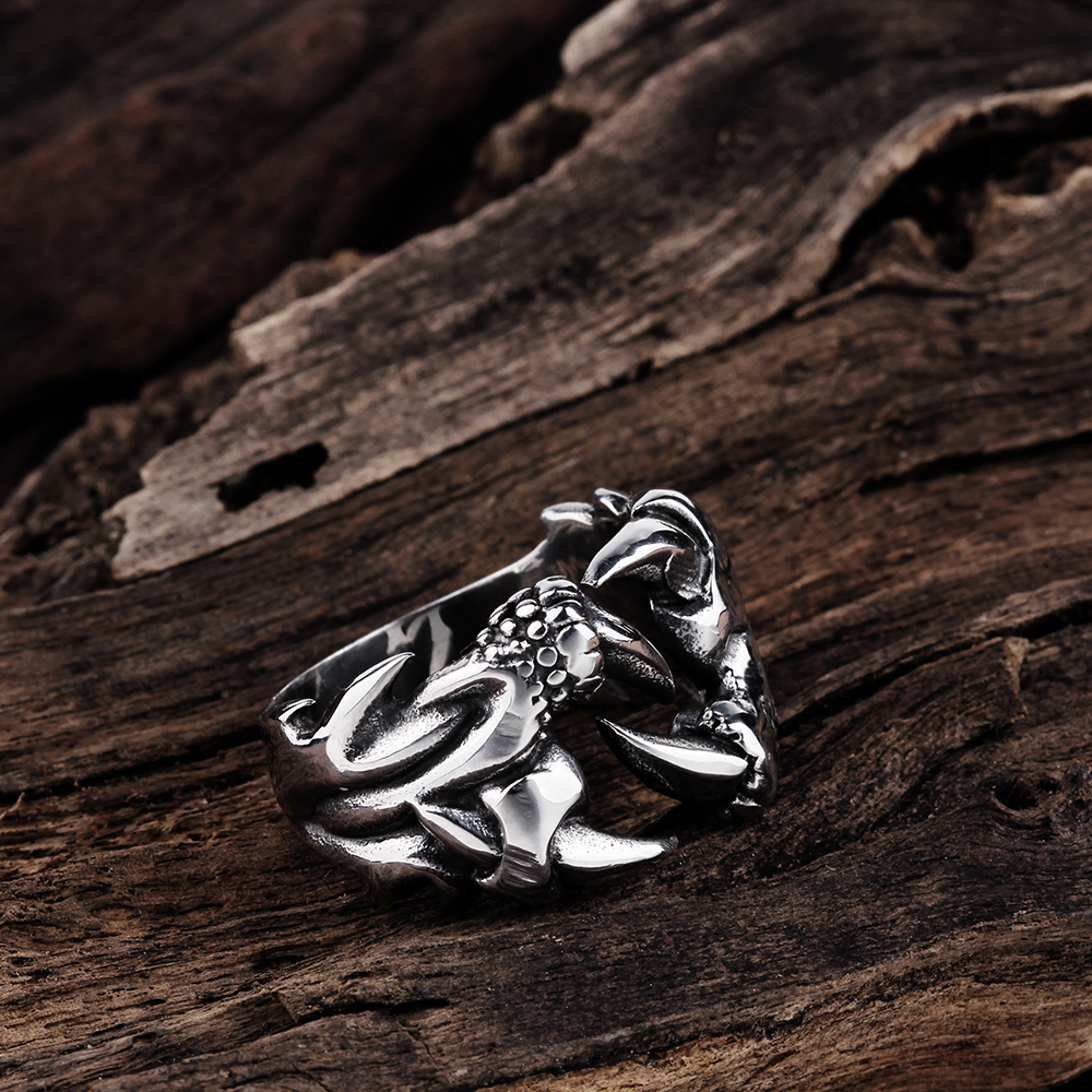 Stainless Steel Antique Gothic Biker Tribal Ring Black Men’s Unisex Claws B189