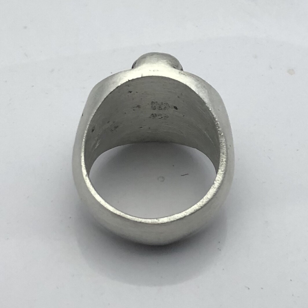 MJG STERLING SILVER SKULL & BONES RING. RUBY EYES. MEMENTO MORI. BIKER. SZ 10.5
