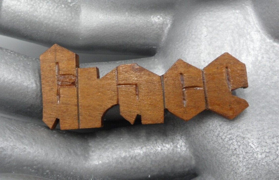 Wooden Grace Brooch Name Word Religious Inspirational Wood Vintage 1 and 7/8″