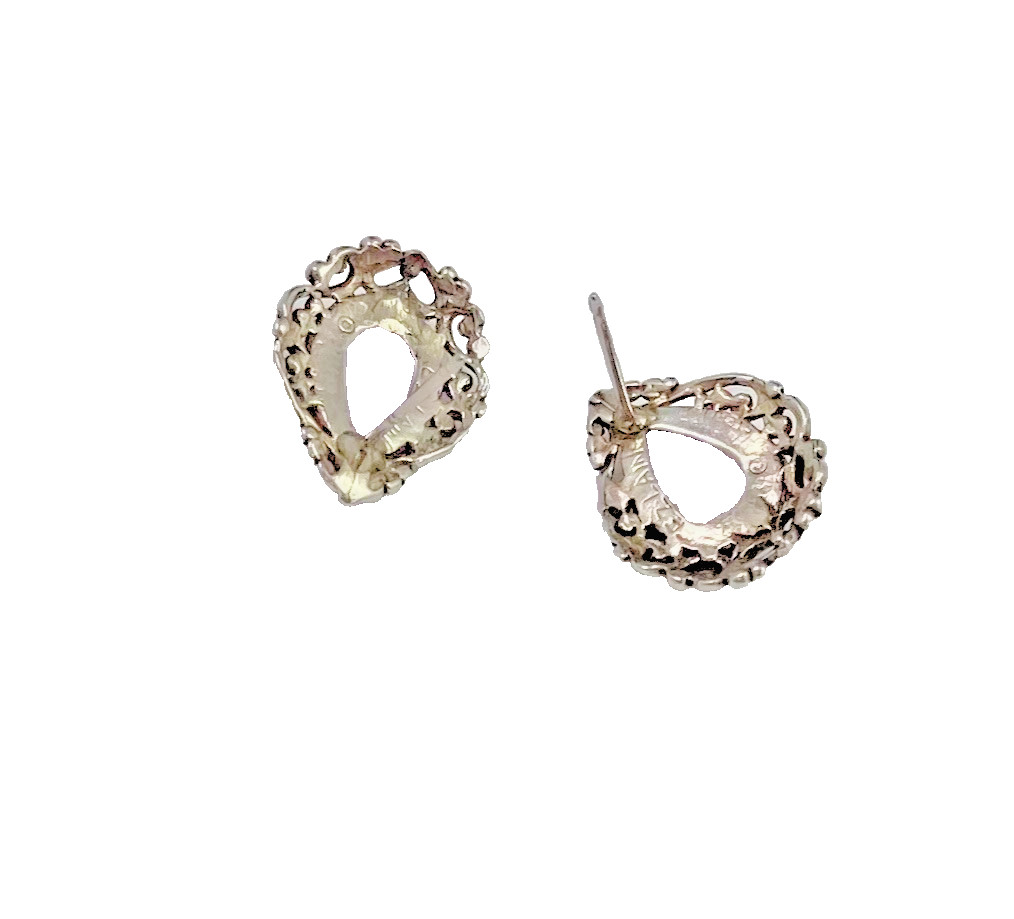 925 Sterling Silver Filigree & Purple Jade Earrings 5/8″ Long by 1/2″ Wide 3.29g