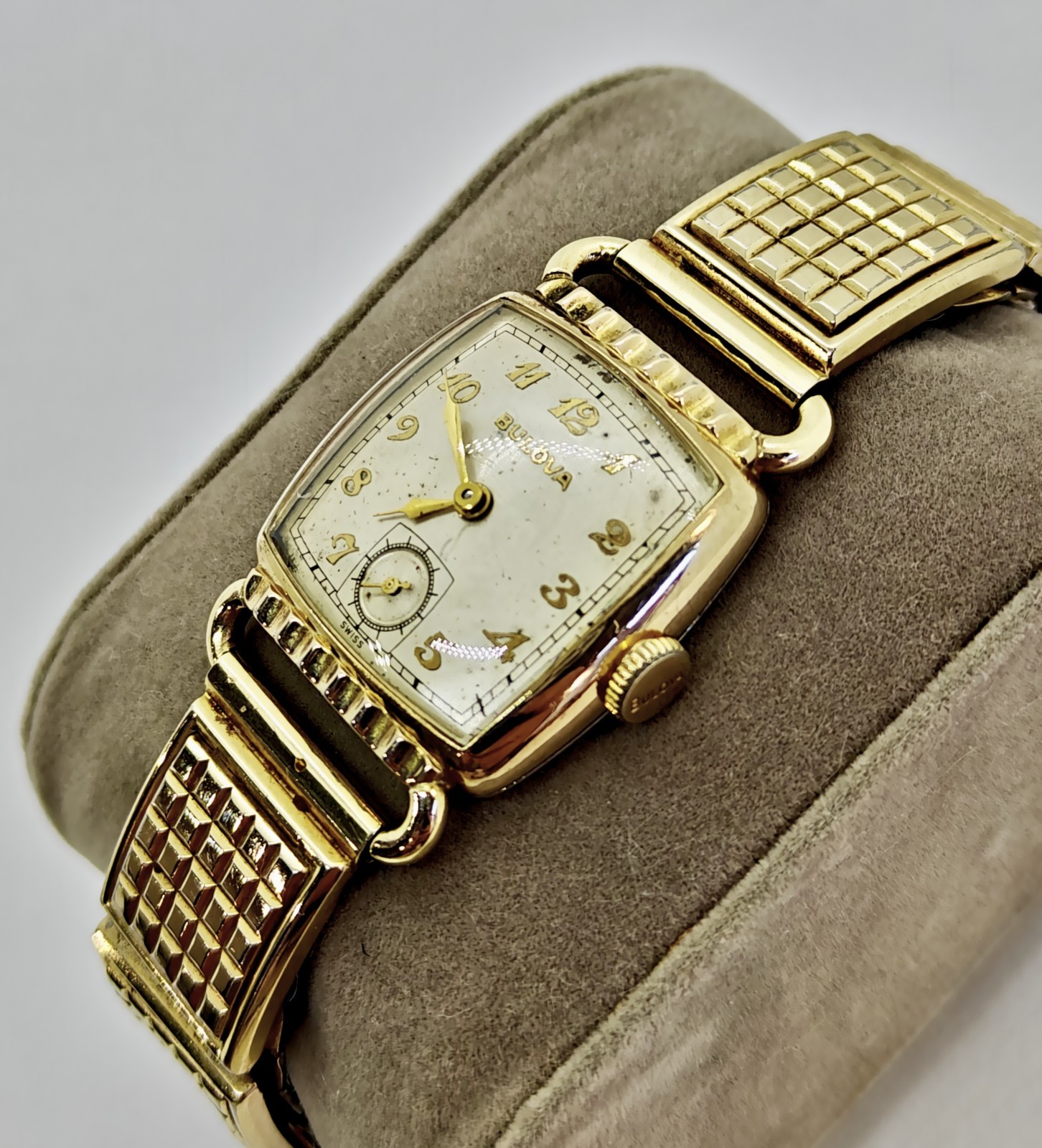 Vintage 1950 Bulova Director Men’s Watch 10BC 15J Gold Filled Speidel Bracelet