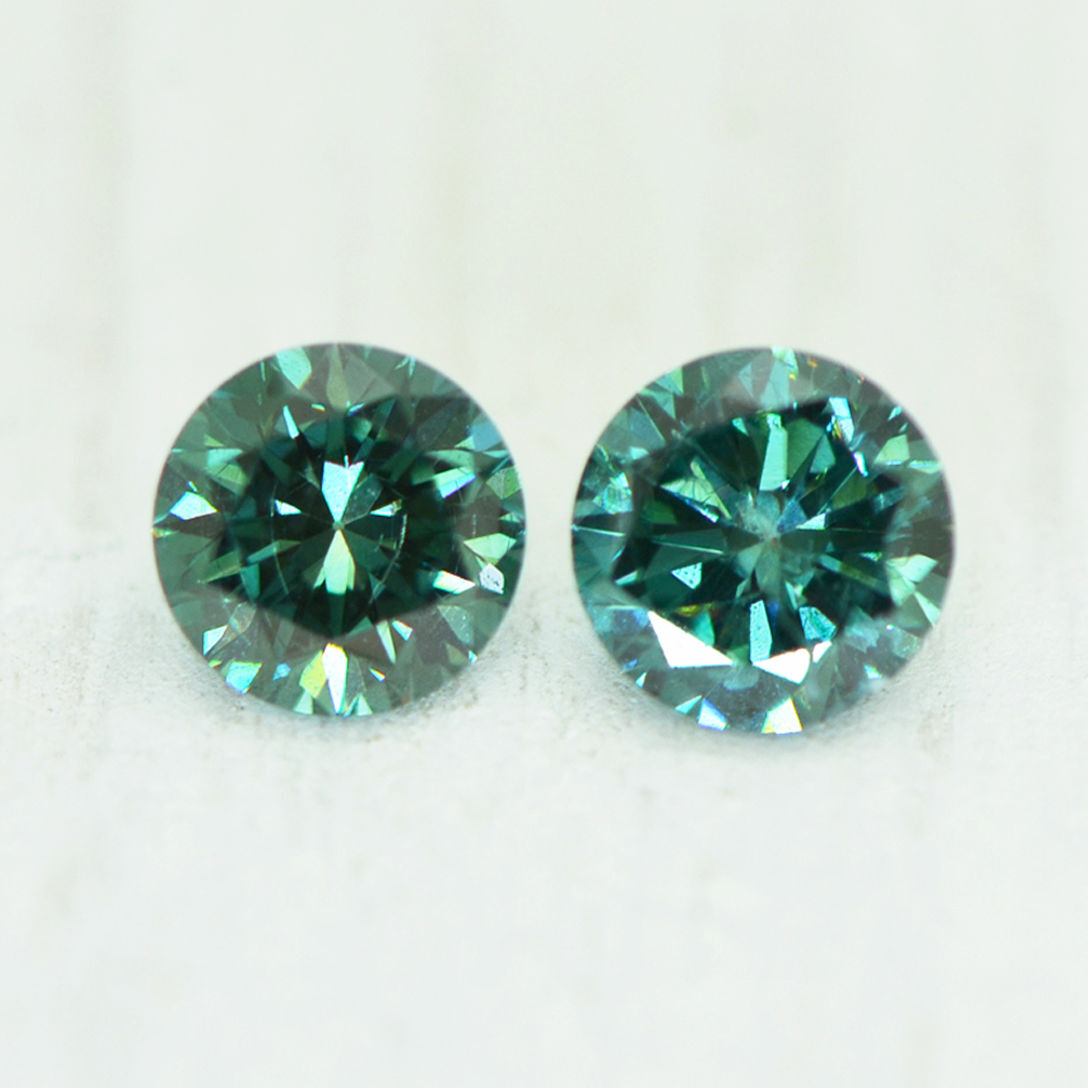 Diamond Pair Round Shape Fancy Green Color 4.40 MM Real Loose VS2/SI1 0.72 TCW