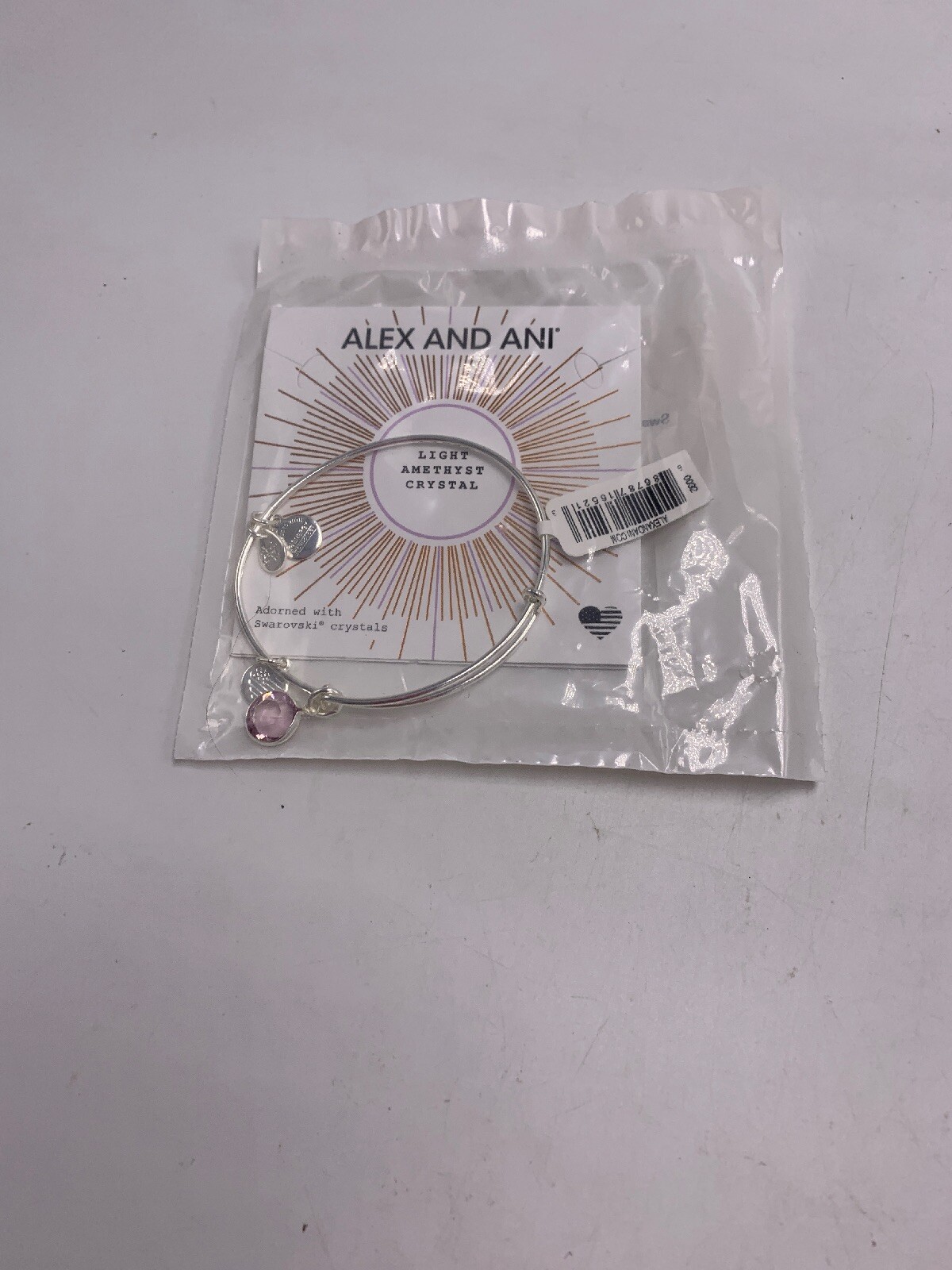 Alex and Ani June Color Code Amethyst Bangle Bracelet Shiny Silver T1a