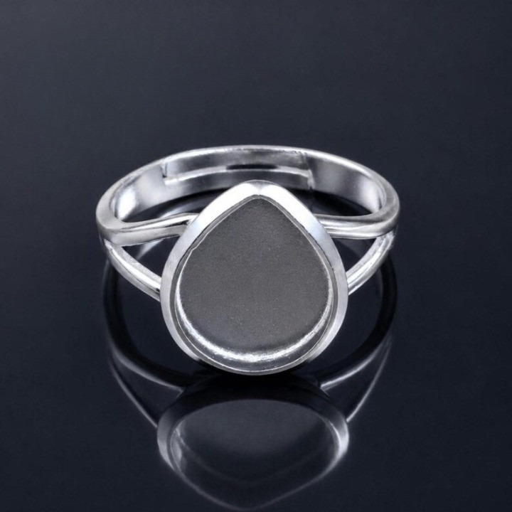 925 Sterling Silver Adjustable 7x9mm Pear Bezel Ring Split Shank Handmade