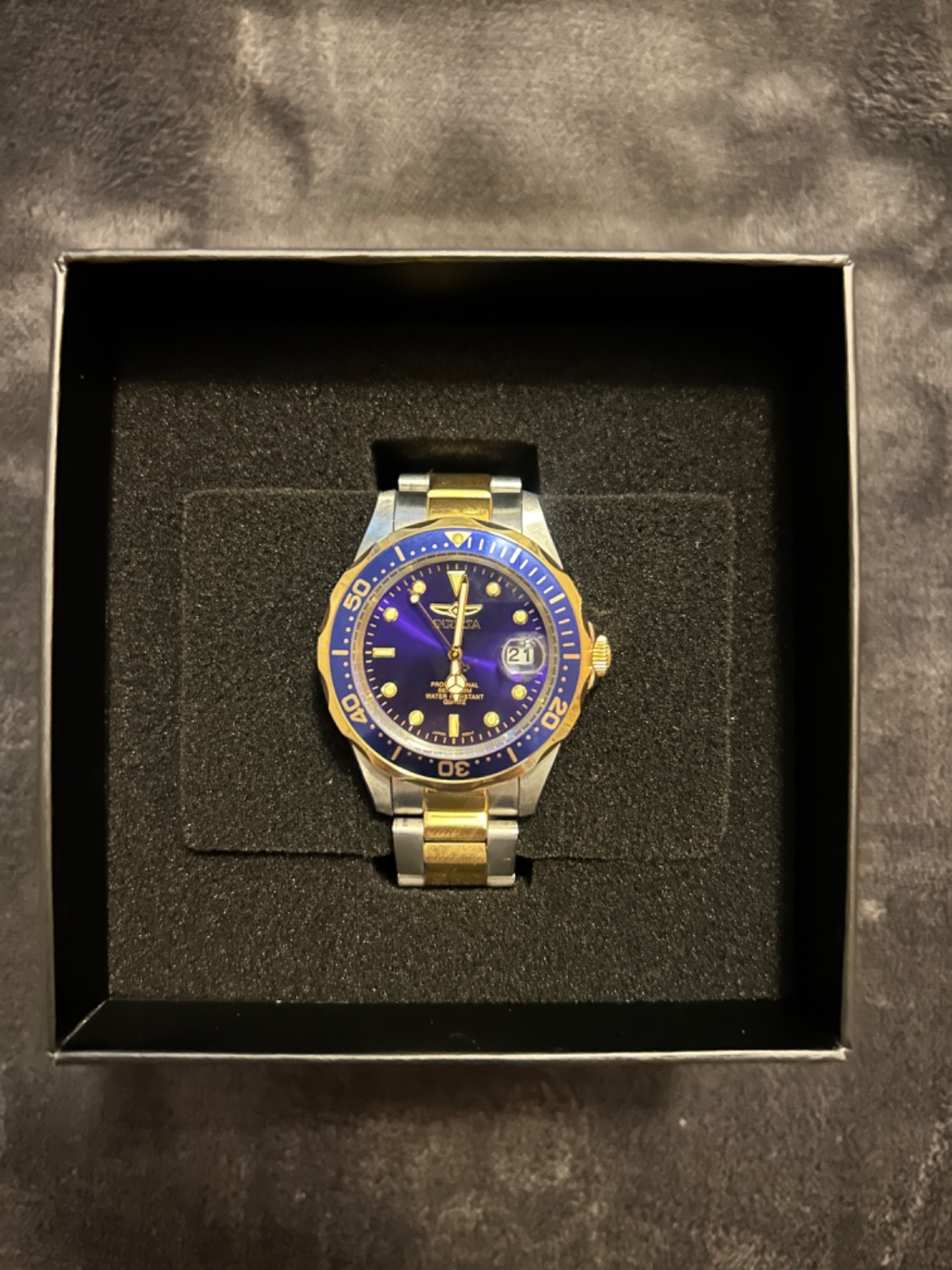 Invicta Pro Diver 26972 Blue Dial Two Tone Stainless Steel Wrist Watch for Men