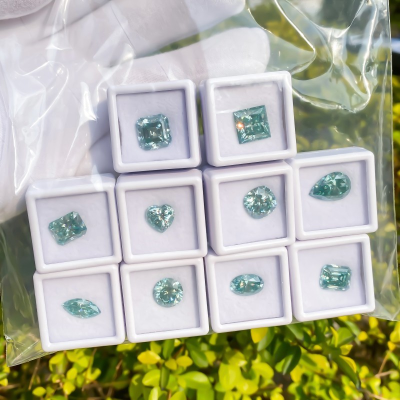 Hot Sale Aqua Blue Multiple Shapes 0.5-5ct Moissanite Stone GRA Certificate VVS1