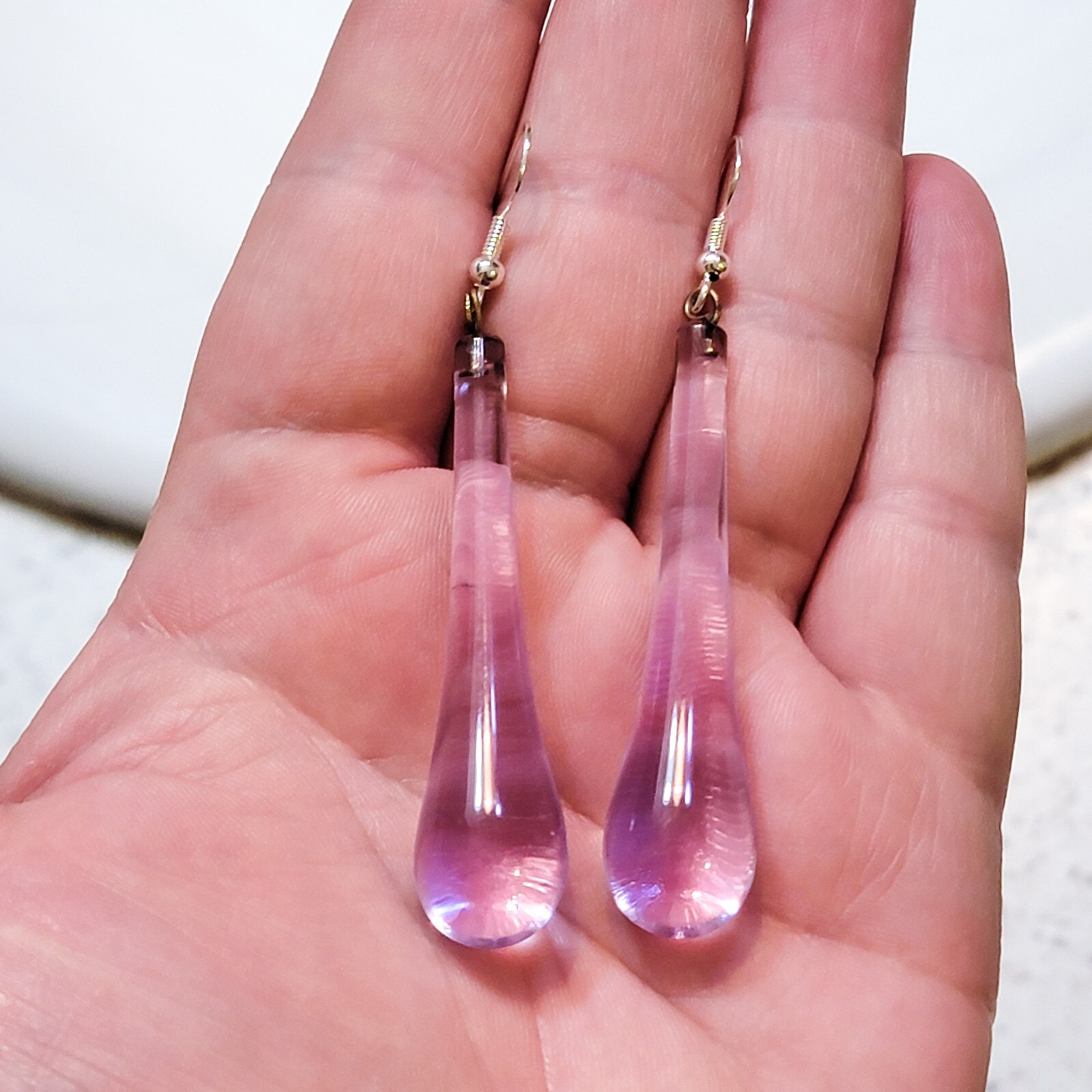 Sterling Neodymium Glass Earrings Alexandrite Glass Murano Glass Drops