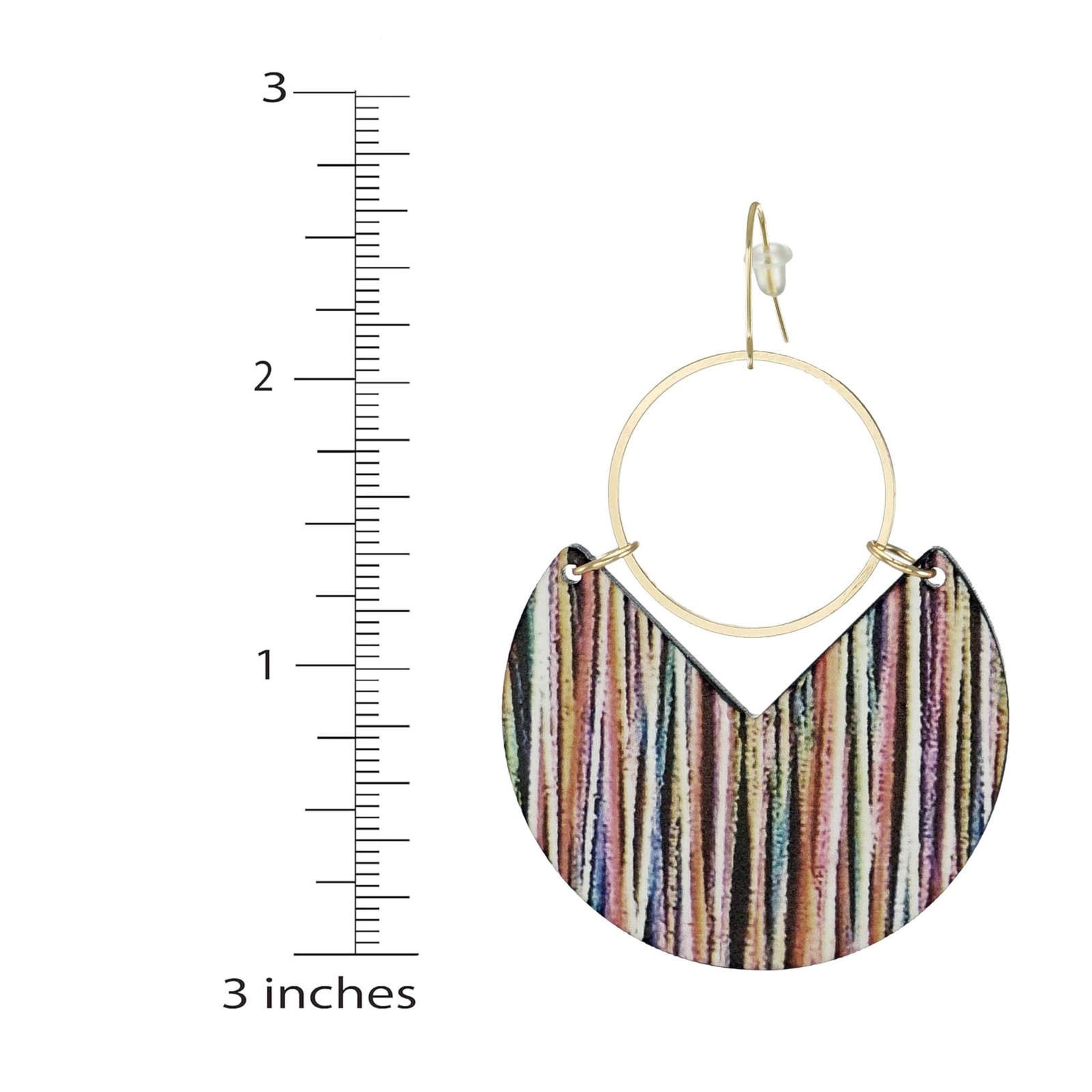 Beautiful Multi-Color Striped Boho Statement Hoop Lightweight Earrings 18K Wires