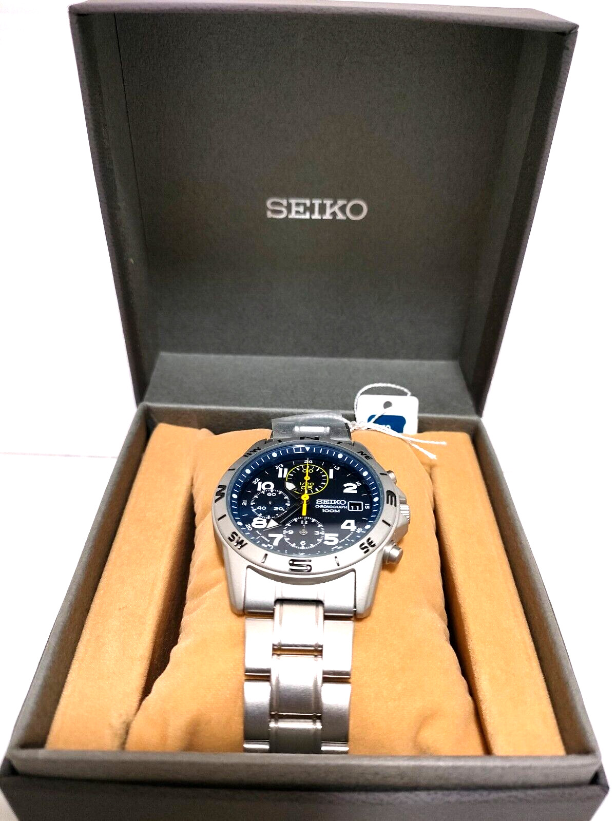 SEIKO SND379 P1 Chronograph Watch Overseas Reimported Models Navy Silver JAPAN