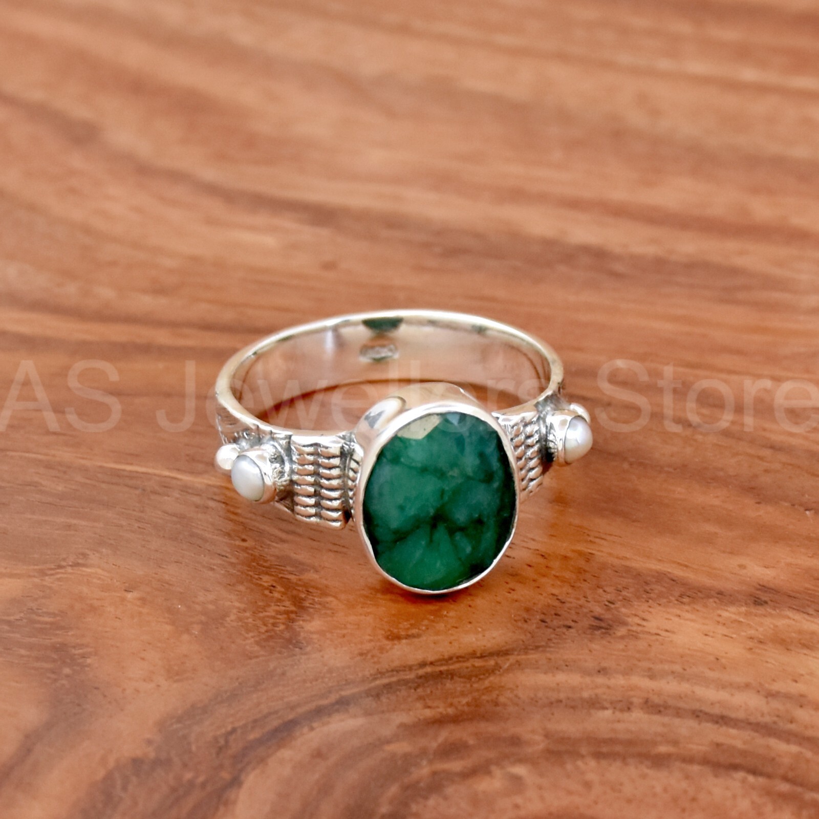 925 Sterling Silver, Indian Emerald Ring, New Handmade Ring, Silver Jewelry