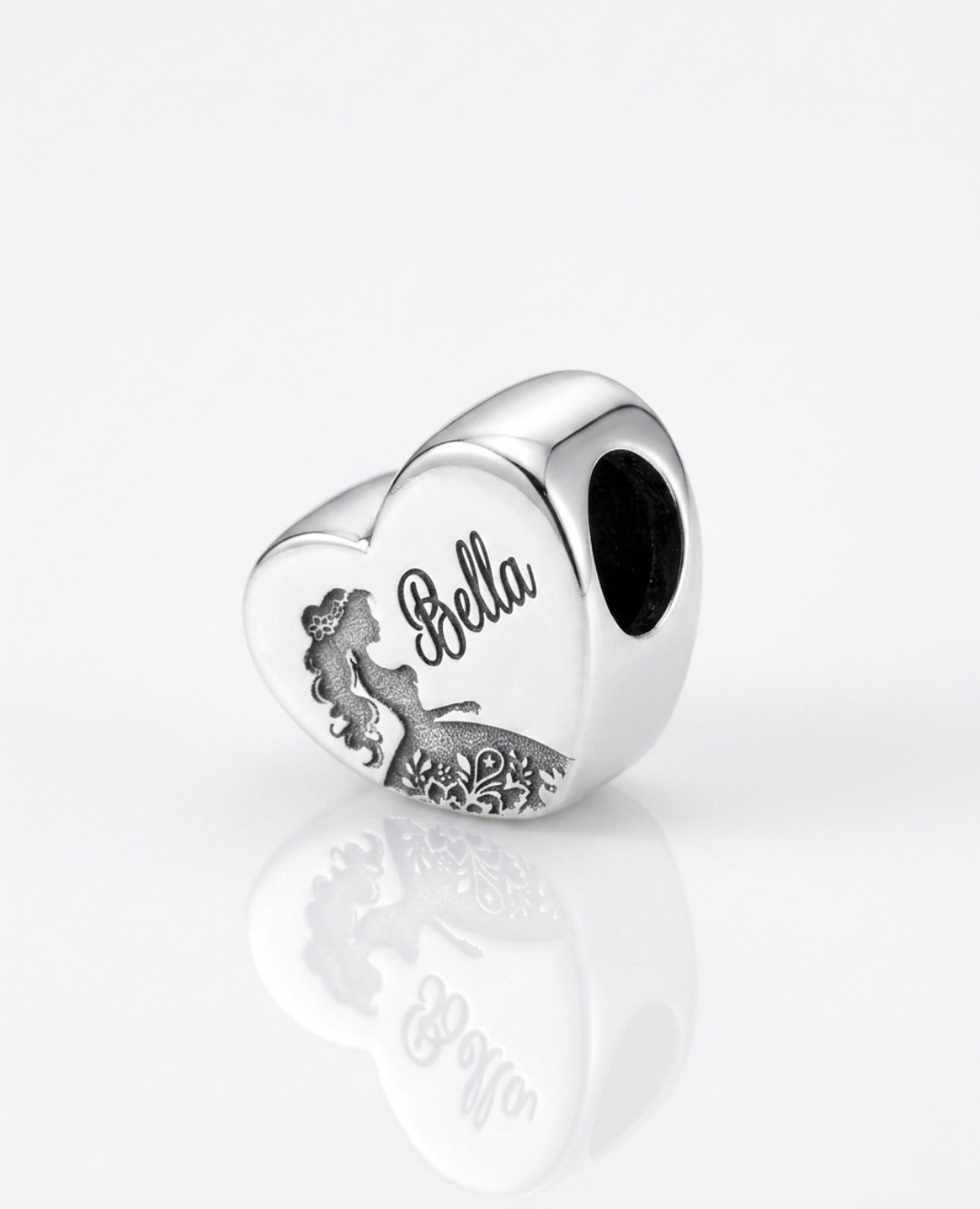 Personalized Name And Girl Heart Bracelet Charm