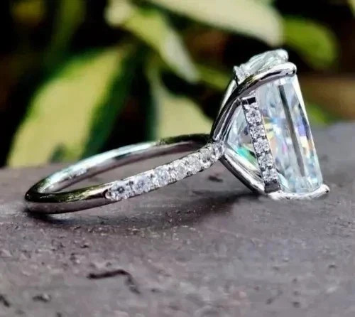 7.68 Ct Radiant Cut White Treated Diamond Solitaire Ring 925 Silver Certified